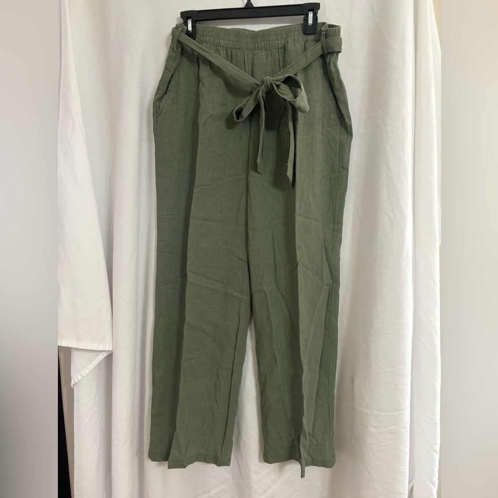Olive Green Linen Pants